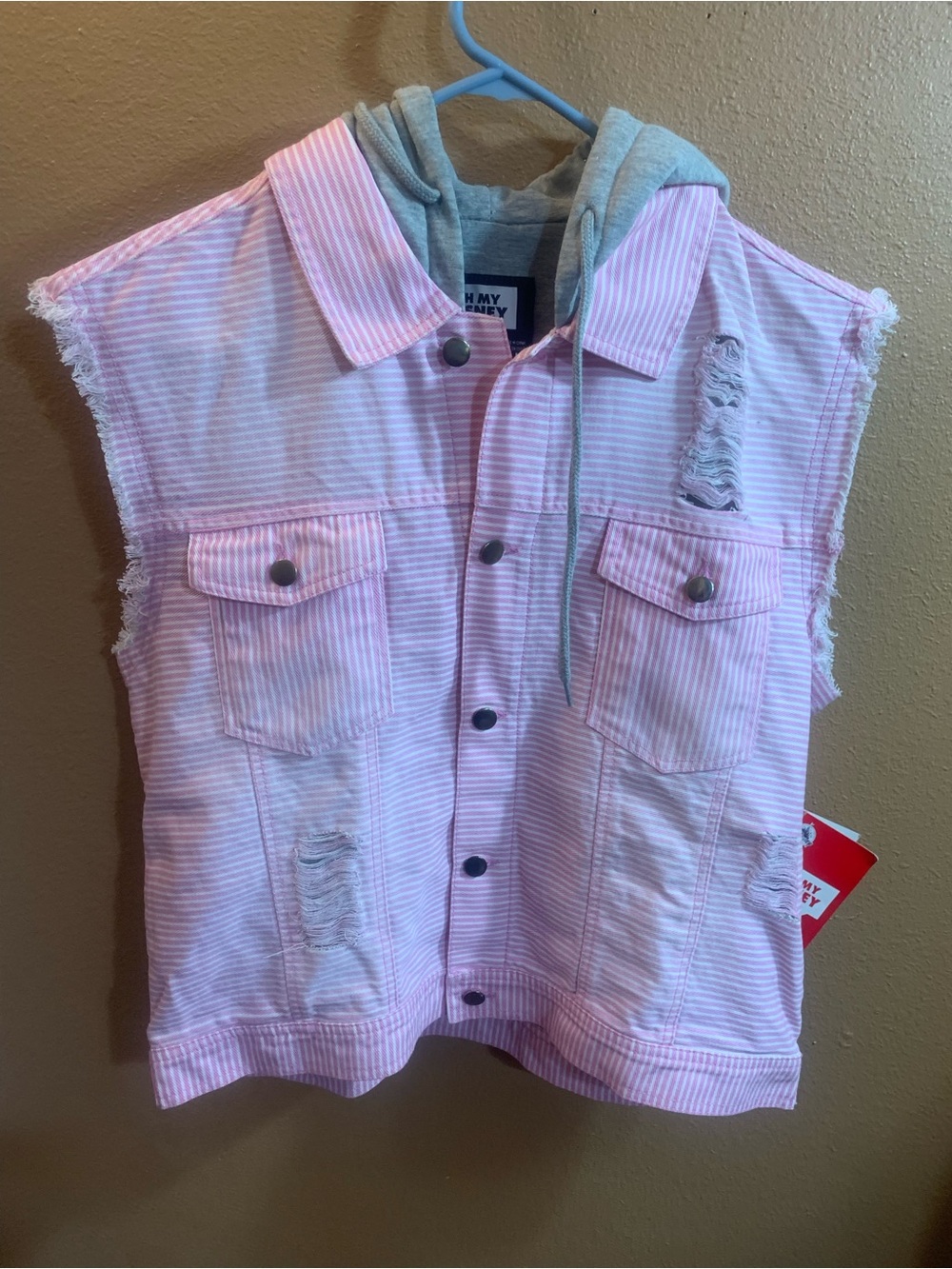 Oh My Disney Alice in Wonderland Cheshire Cat Sleeveless Hooded Jacket NWT